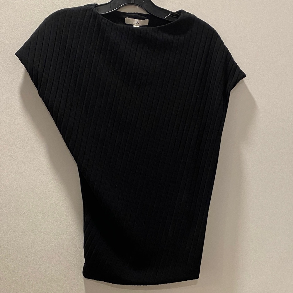 NWT Banana Republic Black Ribbed Asymmetrical Knit Top